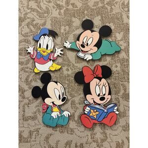 Vtg Disney Nursery Wall Wood Decor Mickey Minnie Donald Duck Primary Color Kids